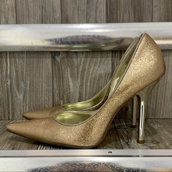 Guess | Gold Sparkly Pointed Toe Stiletto Heels